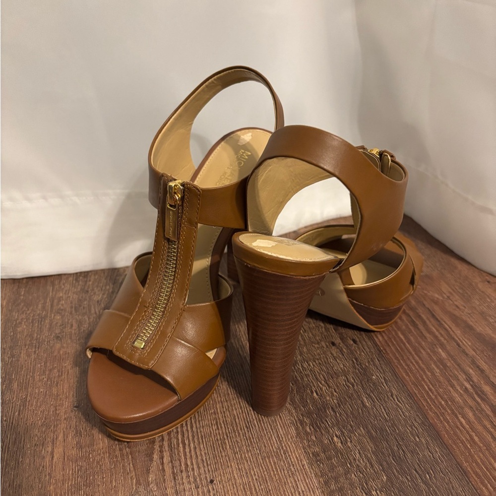 Michael Kors Tan Leather Platform Heels